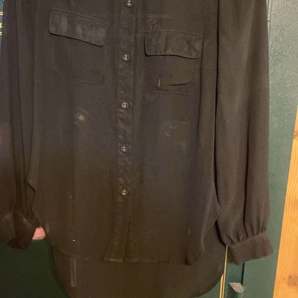 Black Long Sleeve Solid Shirt size 5 sparkly collar